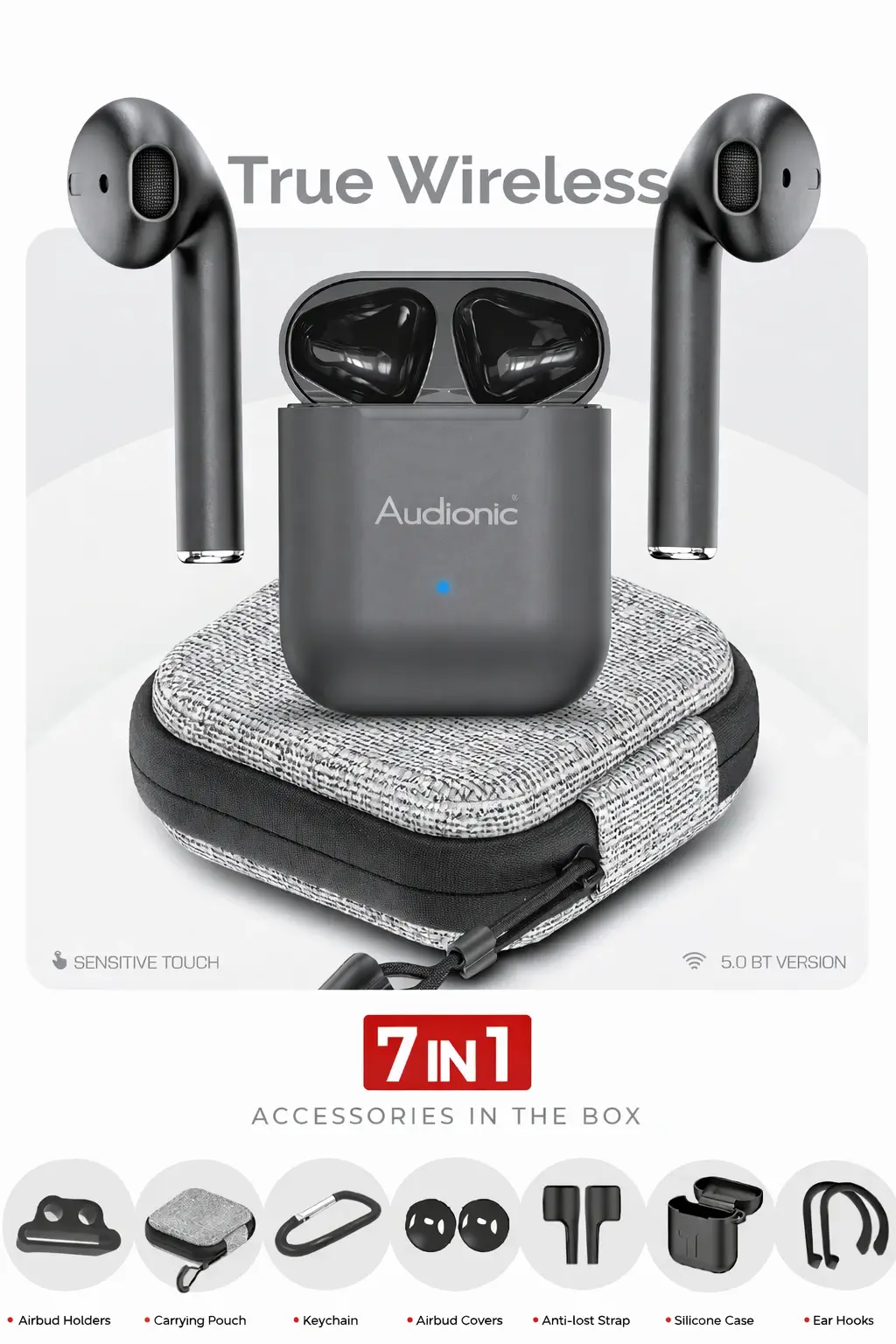 Audionic Airbud 2 Max 7 In 1 Accessories in the Box
